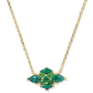 Kendra Scott Abbie Gold Crystal Short Pendant Necklace in green mix
